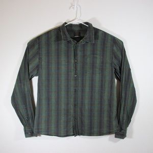 prAna Button Up Long Sleeve Green/Brown Plaid